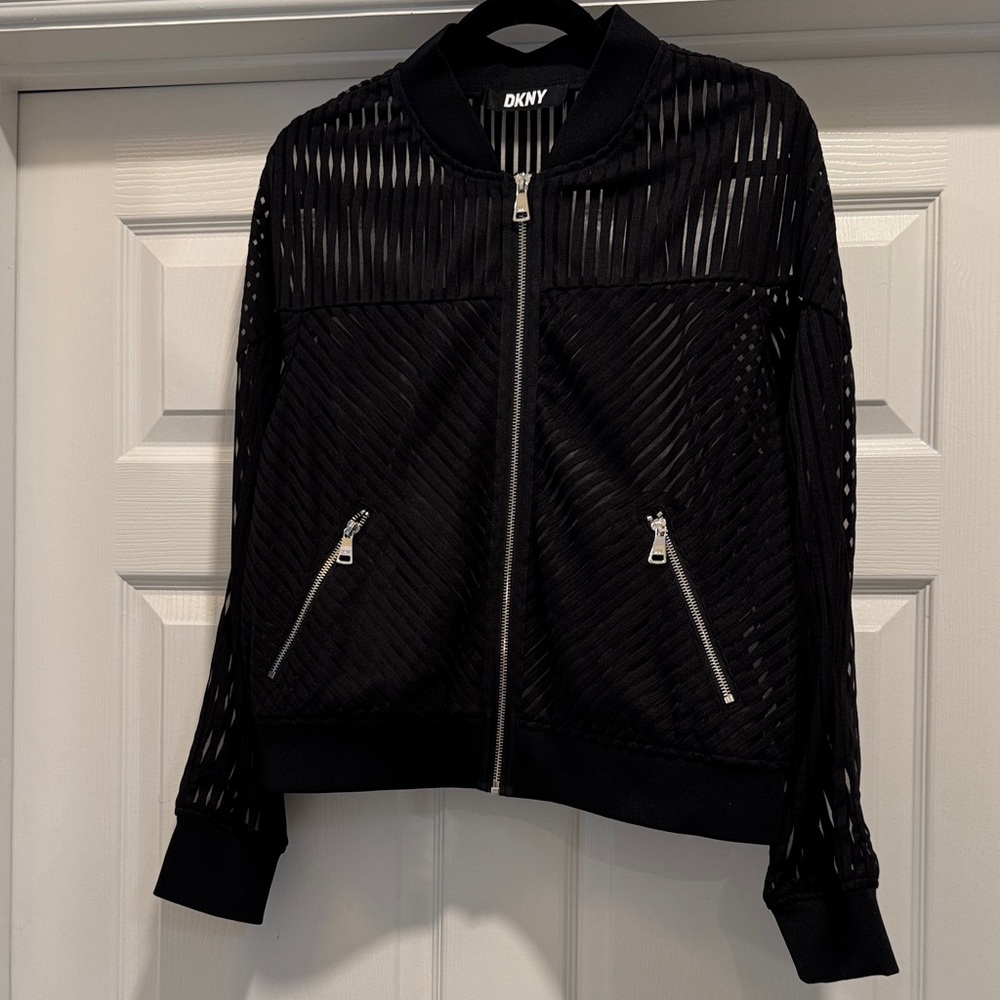 DKNY Black Sheer Bomber Jacket